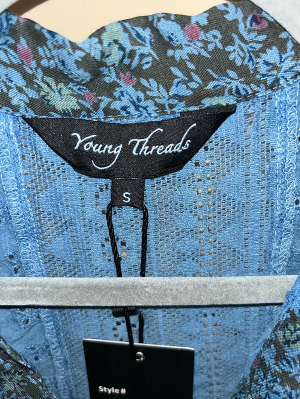 Young Threads Patchwork Sleeveless Button-Front Top - Picture 2 of 8